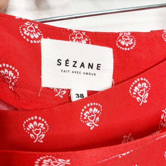 SEZANE Red Floral Eddy Trouser Pants sz 38 (US 6) - Picture 8 of 12